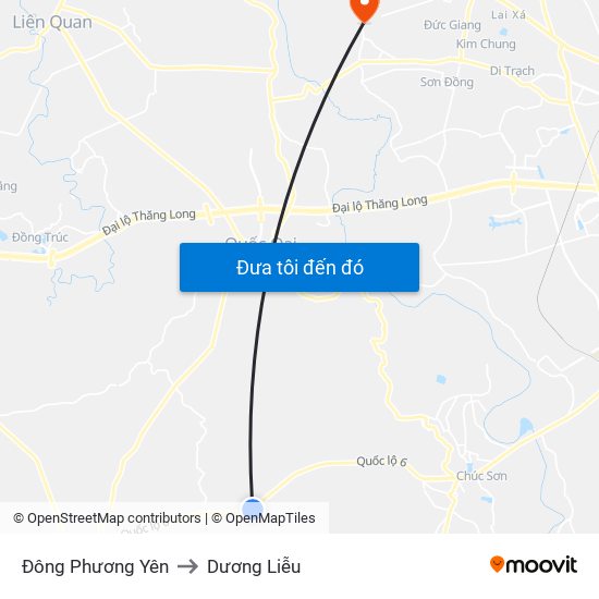 Đông Phương Yên to Dương Liễu map