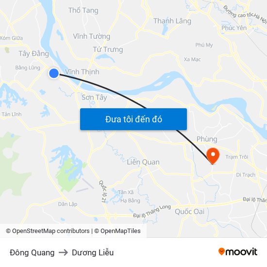 Đông Quang to Dương Liễu map