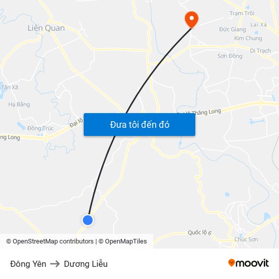 Đông Yên to Dương Liễu map