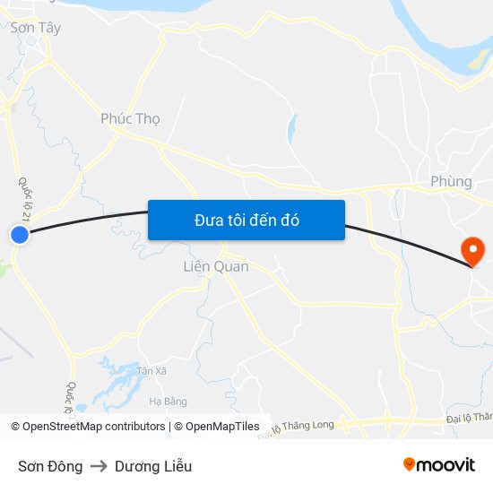 Sơn Đông to Dương Liễu map