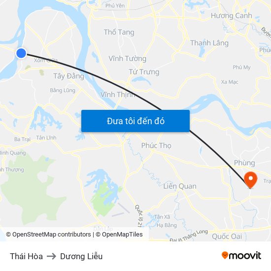 Thái Hòa to Dương Liễu map