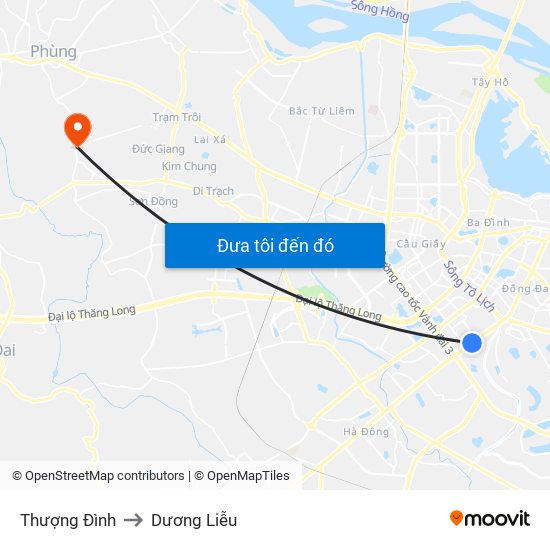 Thượng Đình to Dương Liễu map