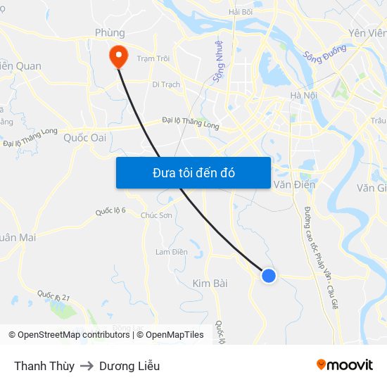 Thanh Thùy to Dương Liễu map