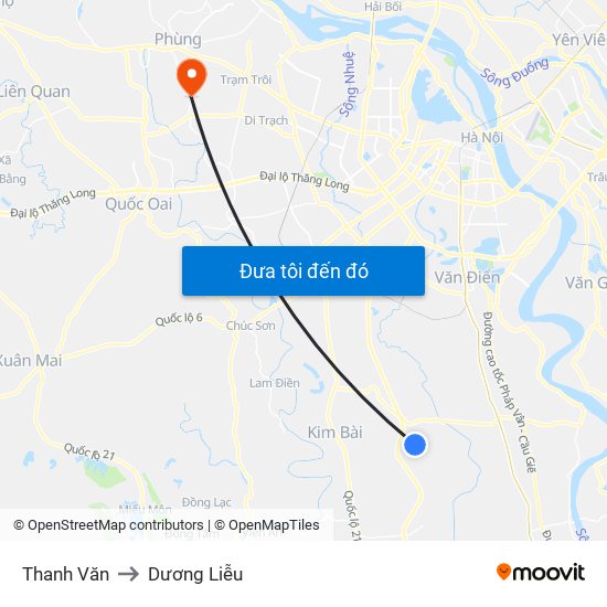 Thanh Văn to Dương Liễu map