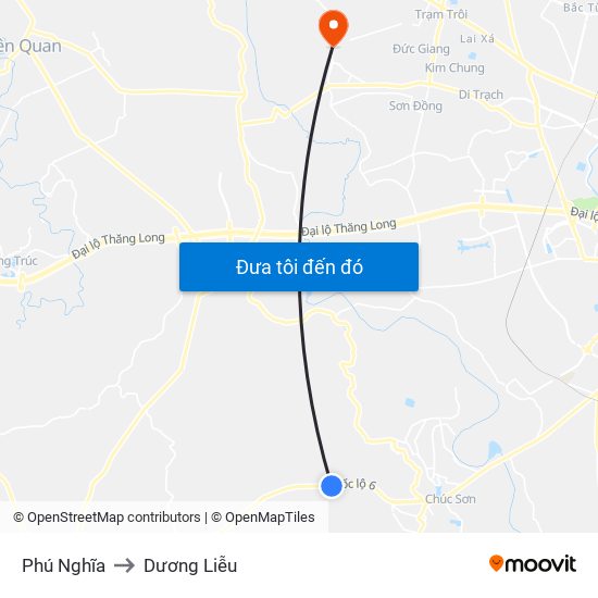 Phú Nghĩa to Dương Liễu map