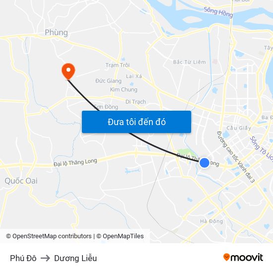 Phú Đô to Dương Liễu map