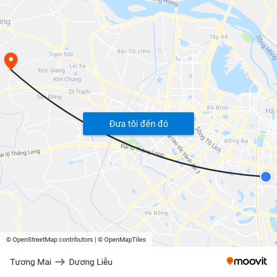 Tương Mai to Dương Liễu map