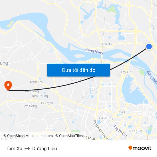 Tầm Xá to Dương Liễu map