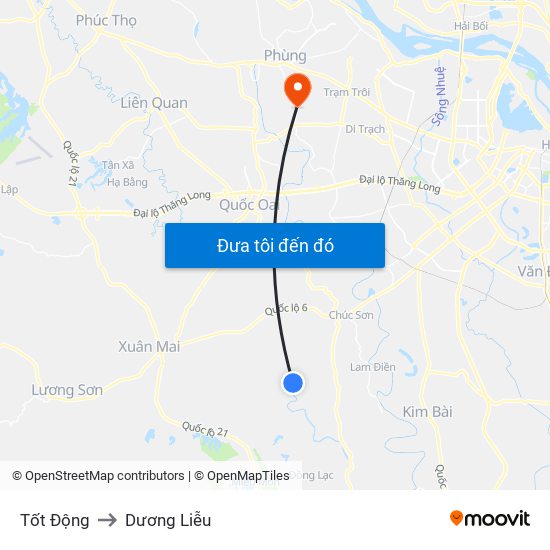 Tốt Động to Dương Liễu map