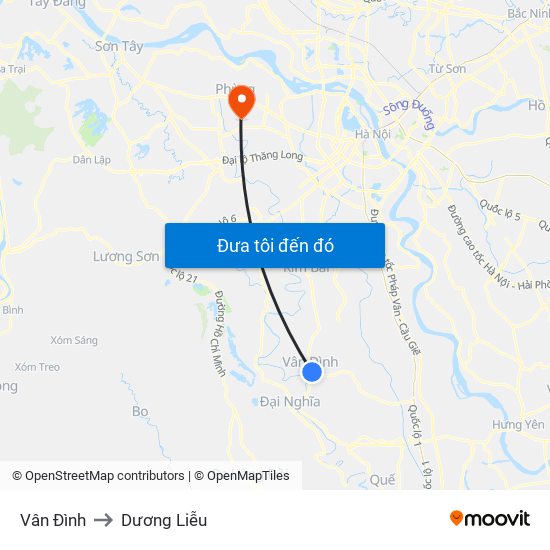 Vân Đình to Dương Liễu map