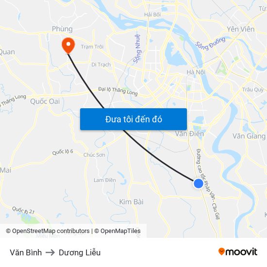 Văn Bình to Dương Liễu map