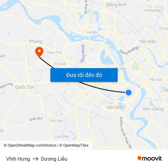 Vĩnh Hưng to Dương Liễu map