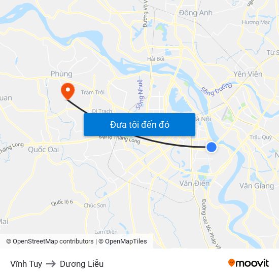 Vĩnh Tuy to Dương Liễu map