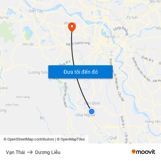 Vạn Thái to Dương Liễu map