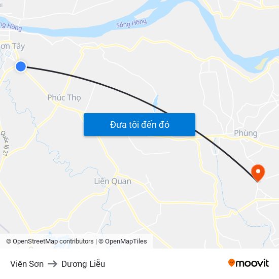 Viên Sơn to Dương Liễu map