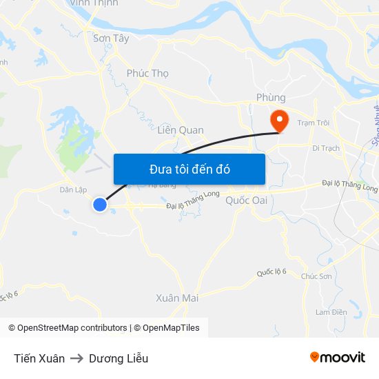 Tiến Xuân to Dương Liễu map