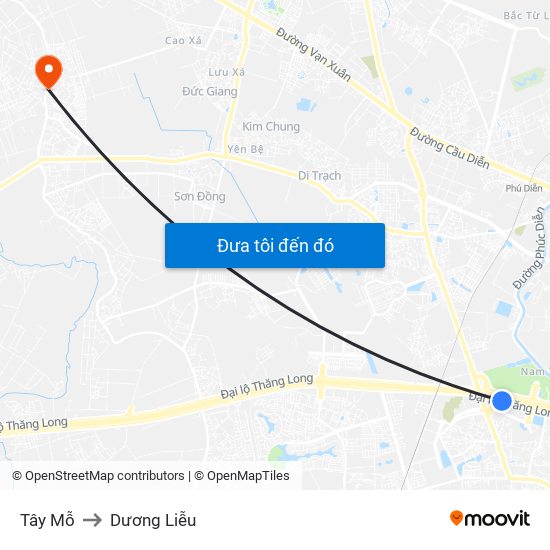 Tây Mỗ to Dương Liễu map