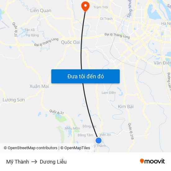 Mỹ Thành to Dương Liễu map