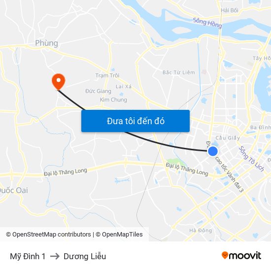 Mỹ Đình 1 to Dương Liễu map