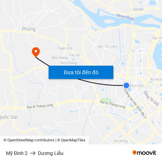 Mỹ Đình 2 to Dương Liễu map