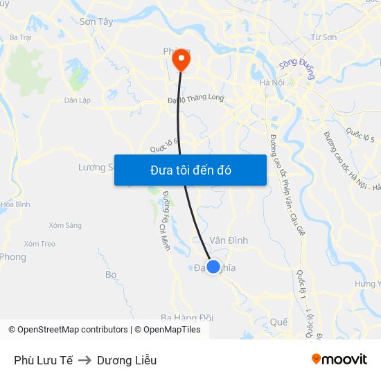 Phù Lưu Tế to Dương Liễu map