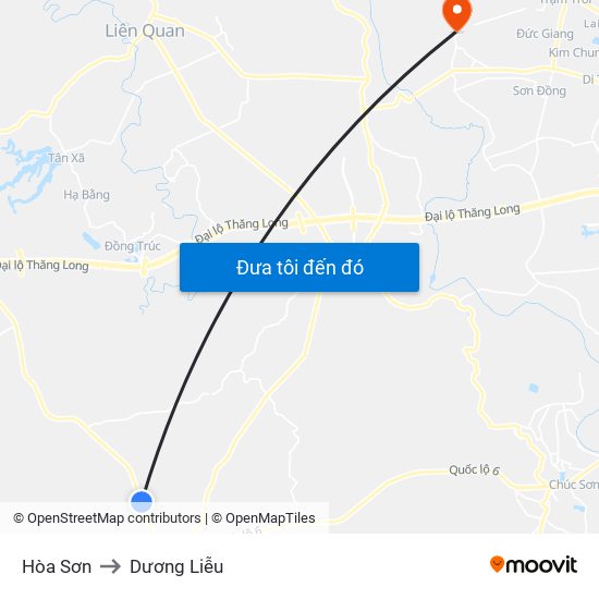 Hòa Sơn to Dương Liễu map
