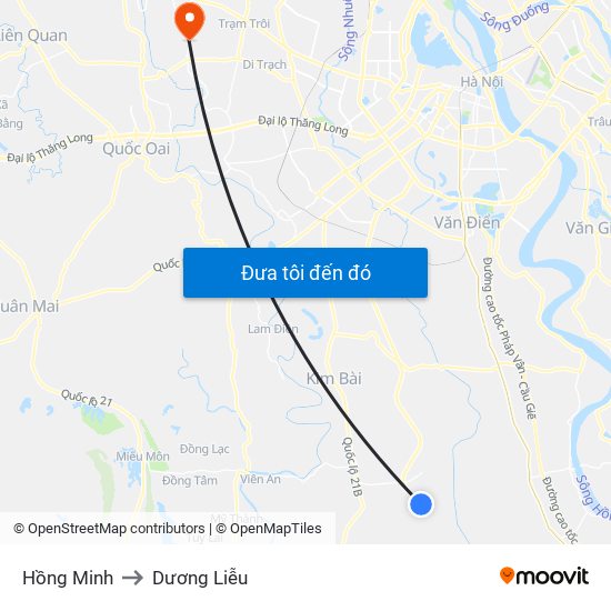 Hồng Minh to Dương Liễu map