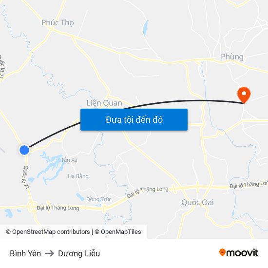 Bình Yên to Dương Liễu map