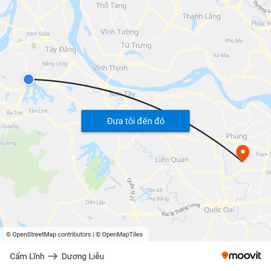 Cẩm Lĩnh to Dương Liễu map