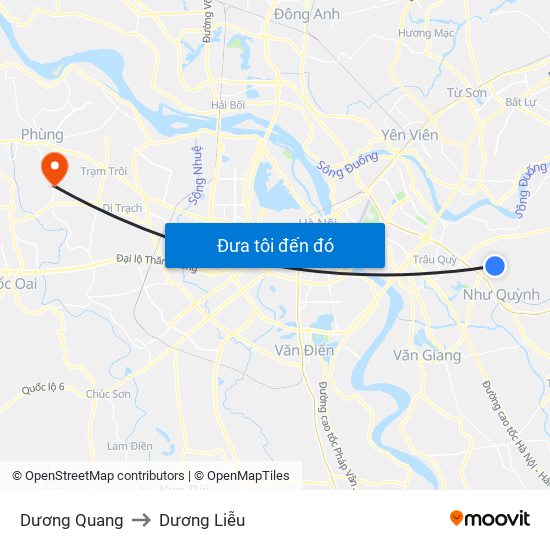 Dương Quang to Dương Liễu map