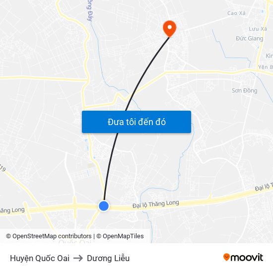 Huyện Quốc Oai to Dương Liễu map