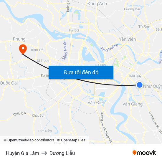 Huyện Gia Lâm to Dương Liễu map