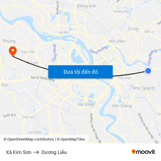 Xã Kim Sơn to Dương Liễu map