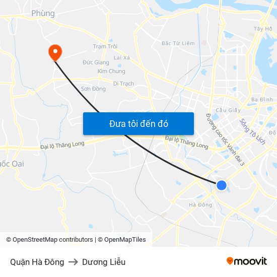 Quận Hà Đông to Dương Liễu map