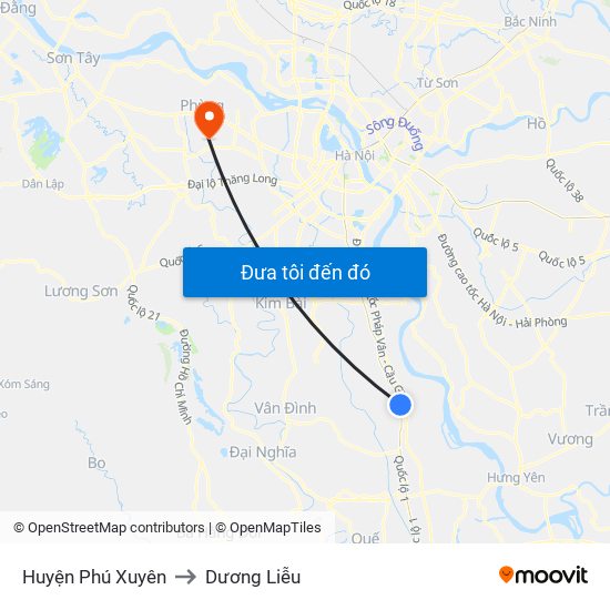 Huyện Phú Xuyên to Dương Liễu map