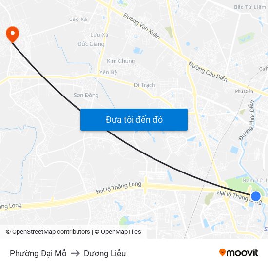 Phường Đại Mỗ to Dương Liễu map