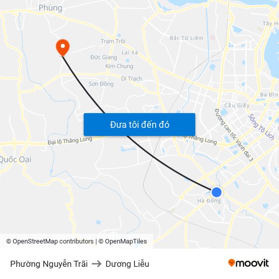 Phường Nguyễn Trãi to Dương Liễu map