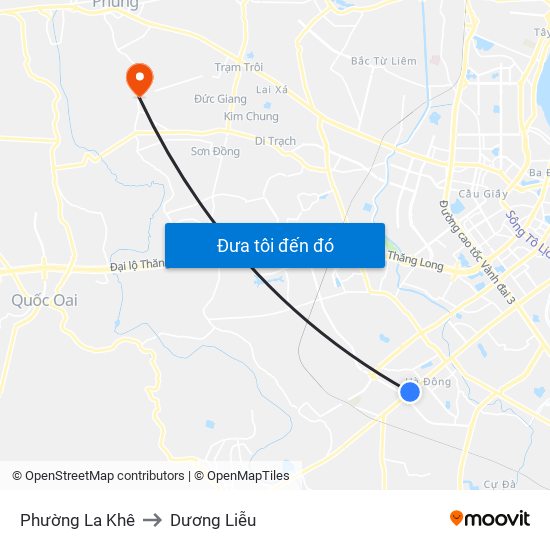 Phường La Khê to Dương Liễu map