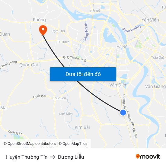 Huyện Thường Tín to Dương Liễu map