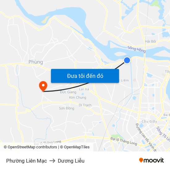 Phường Liên Mạc to Dương Liễu map