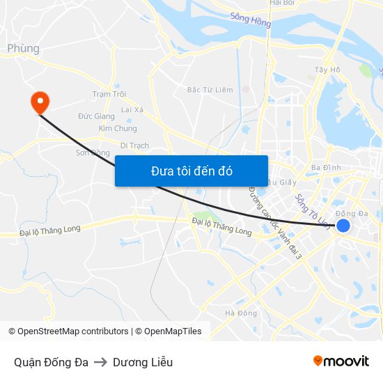 Quận Đống Đa to Dương Liễu map