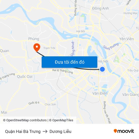 Quận Hai Bà Trưng to Dương Liễu map