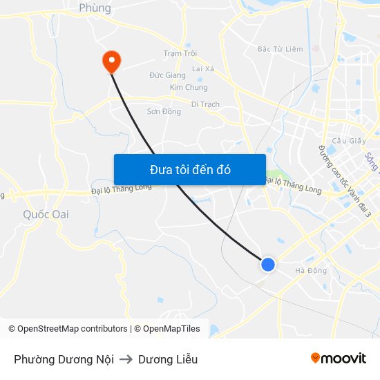 Phường Dương Nội to Dương Liễu map