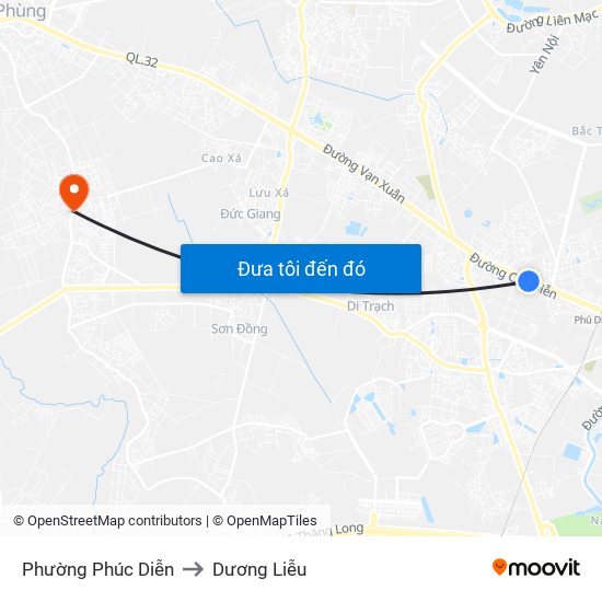 Phường Phúc Diễn to Dương Liễu map