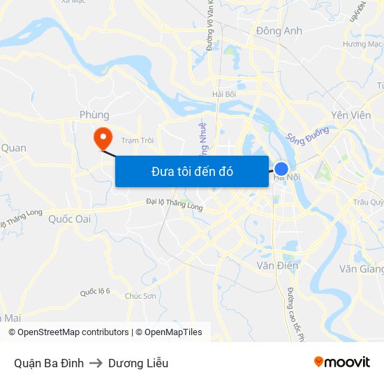 Quận Ba Đình to Dương Liễu map