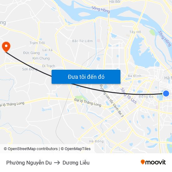 Phường Nguyễn Du to Dương Liễu map