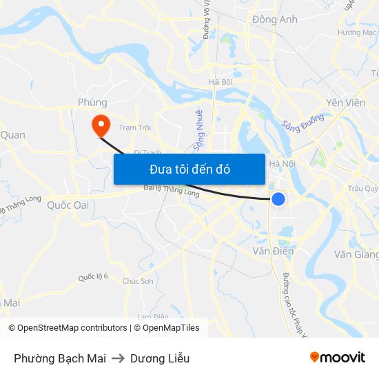 Phường Bạch Mai to Dương Liễu map