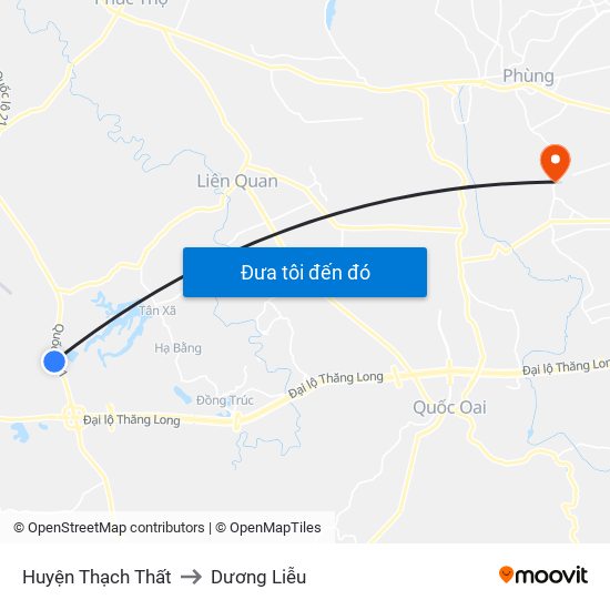 Huyện Thạch Thất to Dương Liễu map