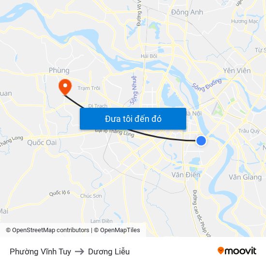 Phường Vĩnh Tuy to Dương Liễu map