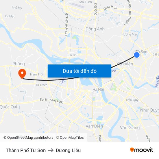 Thành Phố Từ Sơn to Dương Liễu map